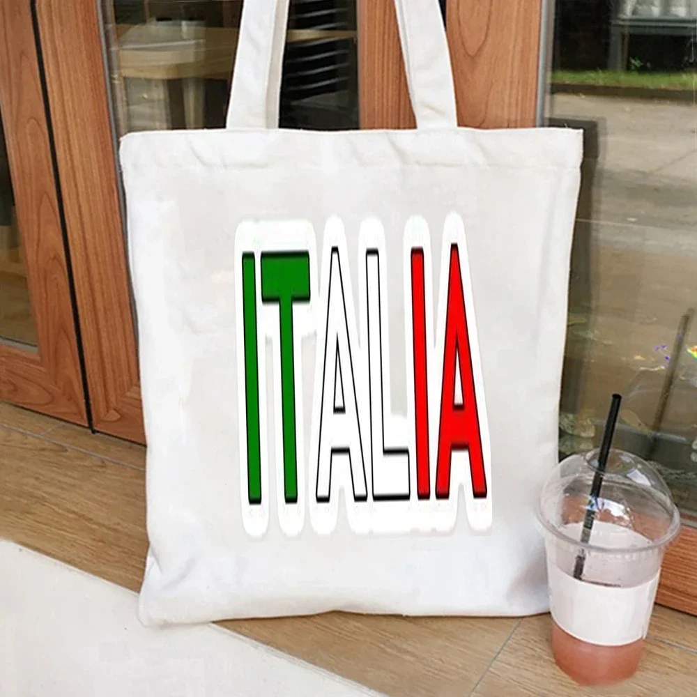 Italian Flag Heart Shaped Art Print Canvas Tote Bag Handbags for Daily Shopping,Commute,Travel,school,Picnics,and Parties.