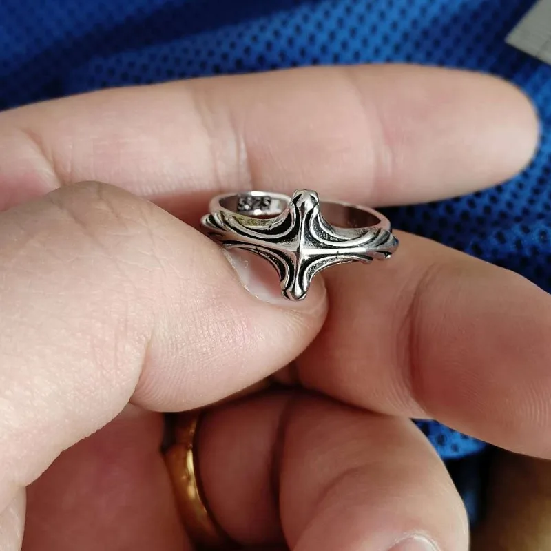 حلقة جديدة مصنوعة يدويًا من خليط معدني متقاطع عتيق داكن، حلقات متخصصة ومتعددة الاستخدامات