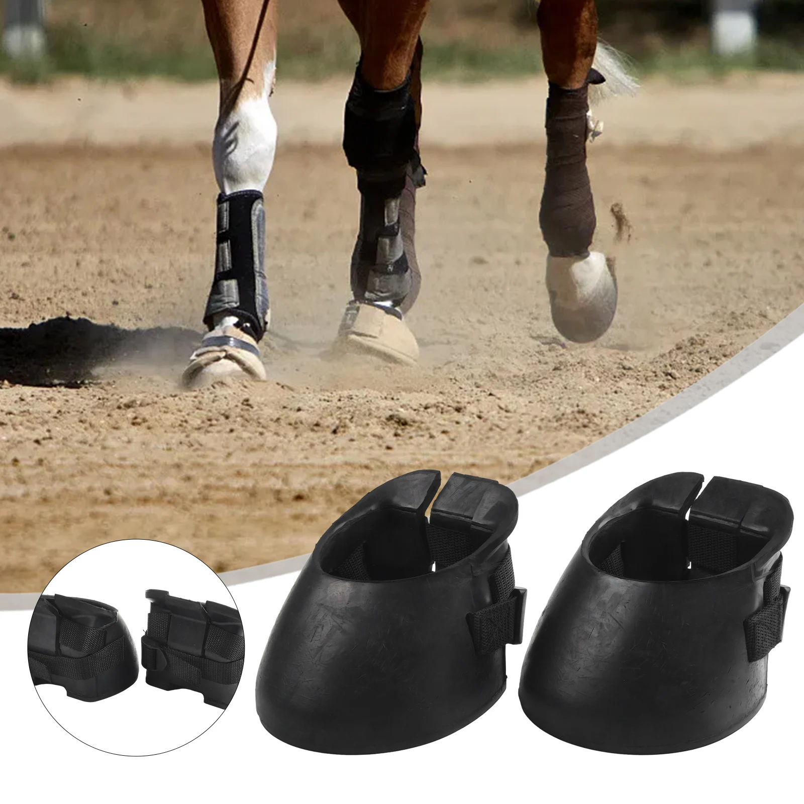 

Protect Cover Horse Hoof Boots Protect Horse's Hoof Rubber Sporting Black Equestrian Good Anti-slip Practical Horse Shoes