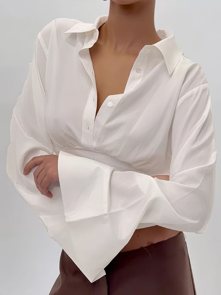 بلوزة نسائية من Sisterlinda ذات طية صدر السترة واحدة الصدر وأكمام طويلة على طراز المكتب كلاسيكي غير رسمي بسيط نحيل للخريف ملابس علوية أنيقة #4