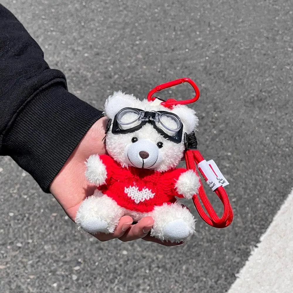 Kawaii Key Chain Pilot Bear Keychain Stuffed Animal Bag Pendant Key Ring Decoration Cartoon Gift Jewelry