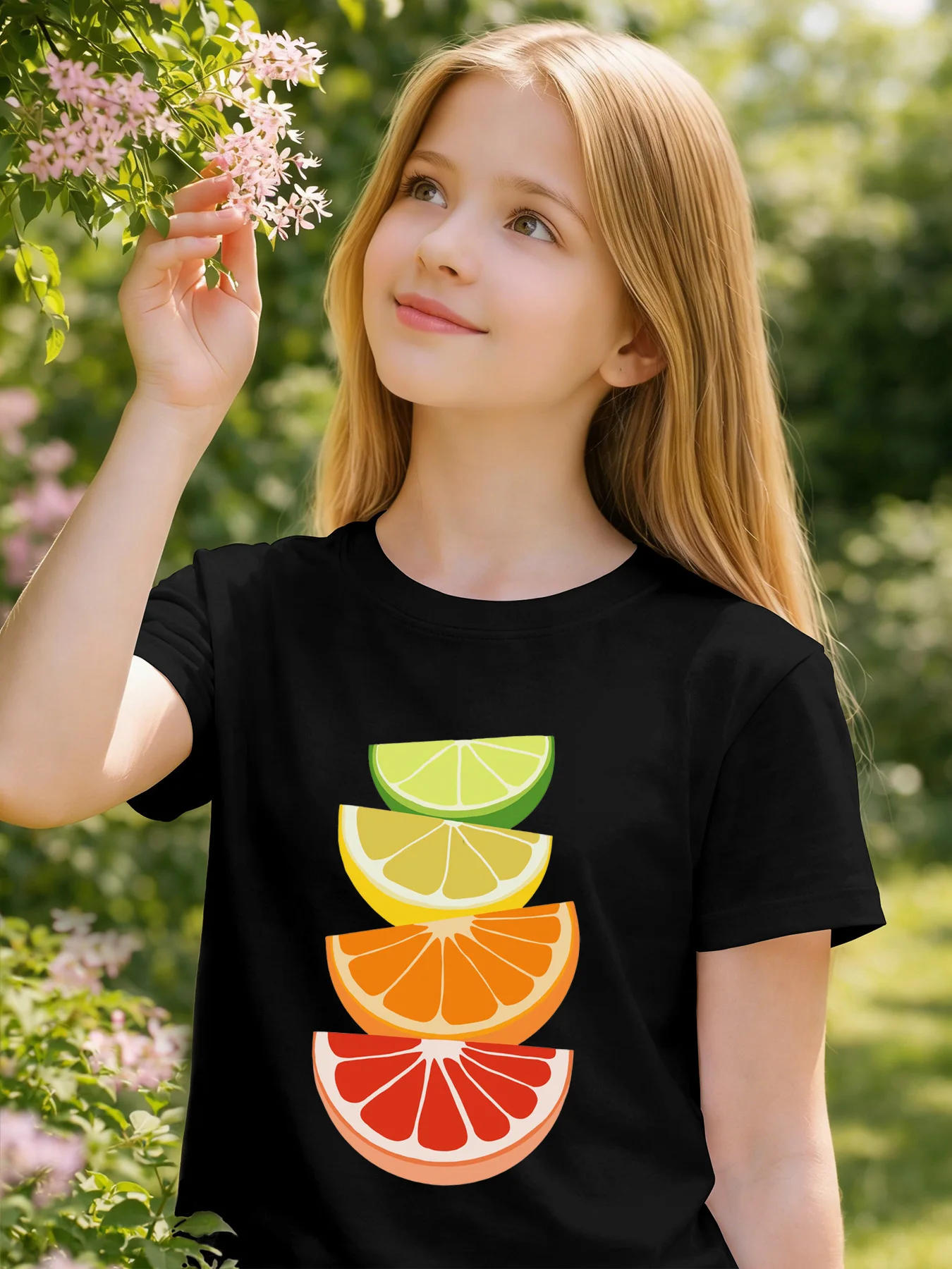 Stacked Citrus Fruit Kids Tee Fresh Print Boys Girls Family Matching Cotton Summer Short Sleeve Basic Children Tshirt