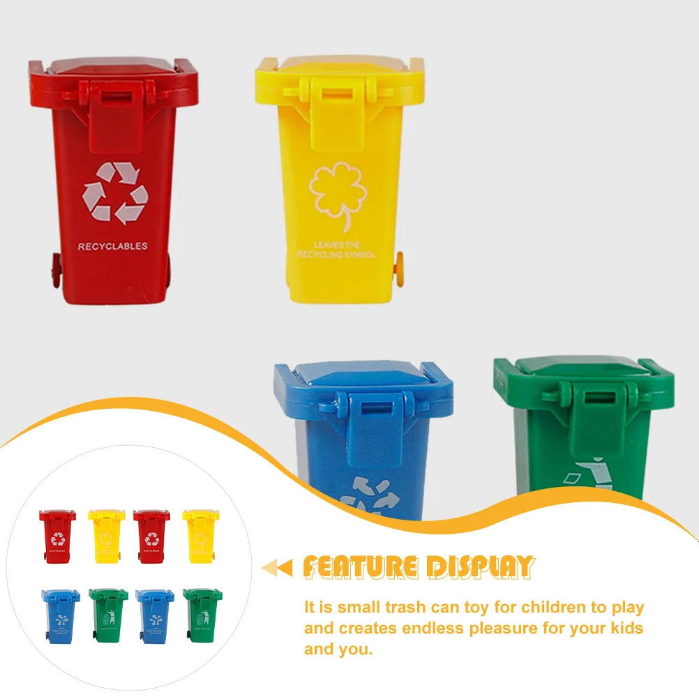 8Pcs Kid Push Plastic Garbage Can Small Garbage Containers for Kids Play Enhance Visual and Cognitive Learning