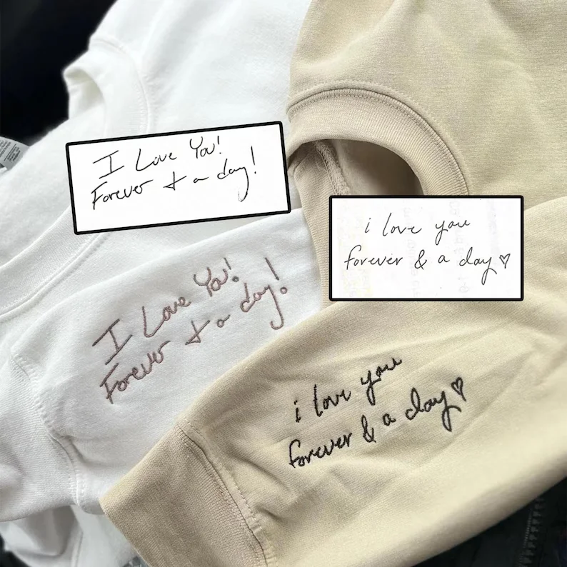 Custom Your Handwriting Embroidered Sweatshirt Embroidered Handwriting Hoodie Message For Dad From Daughter Gift For Dad Mom