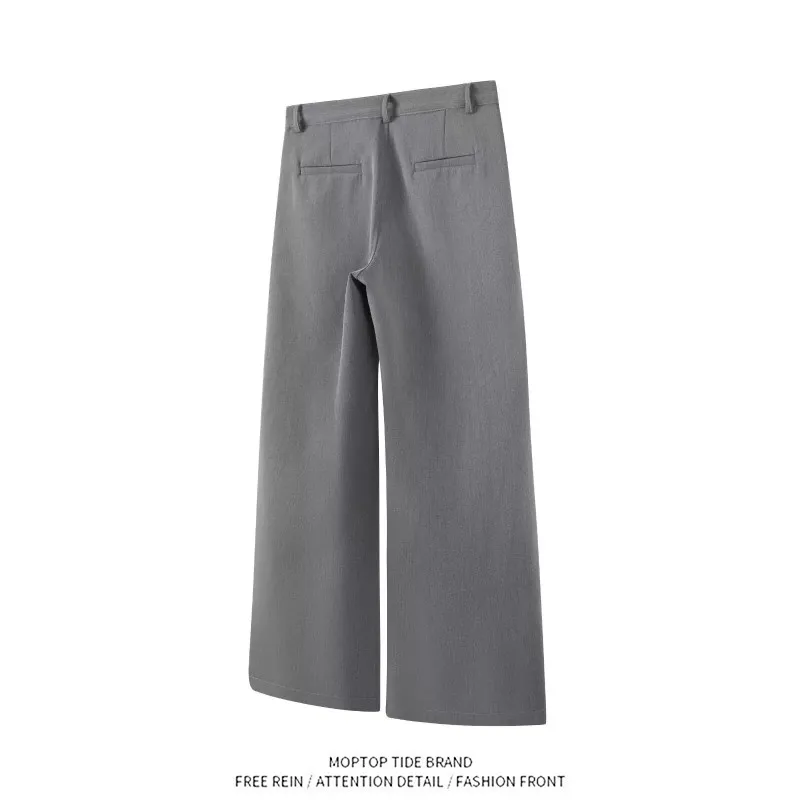 Retro Wide Leg Suit Pants Trousers with Pleats 3D Tailoring Draping Effect Floor-Length Formal Straight Cut Polyester Fiber