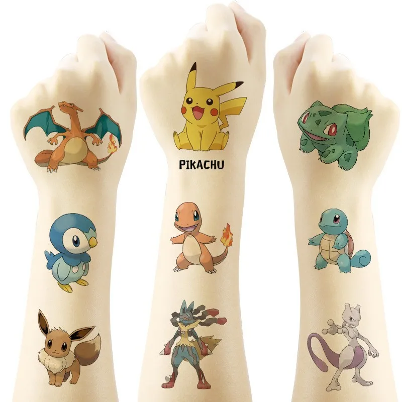 20Pcs/set Pokemon Pikachu Tattoo Stickers Cartoon Children\'s Temporary Tattoos Kids Girl Art Tattoos Birthday Gift