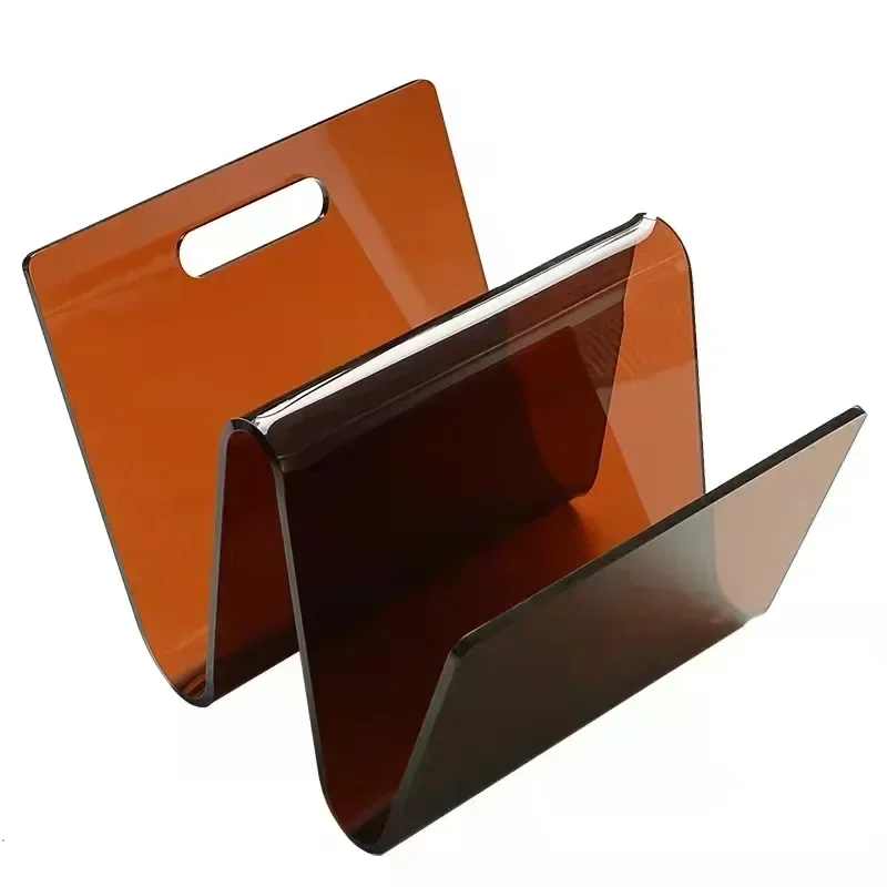 Acrylic Book Stand W-shaped S Design Magazine Storage Rack Medieval Style Portable Book Decoration Blue Brown Decoration