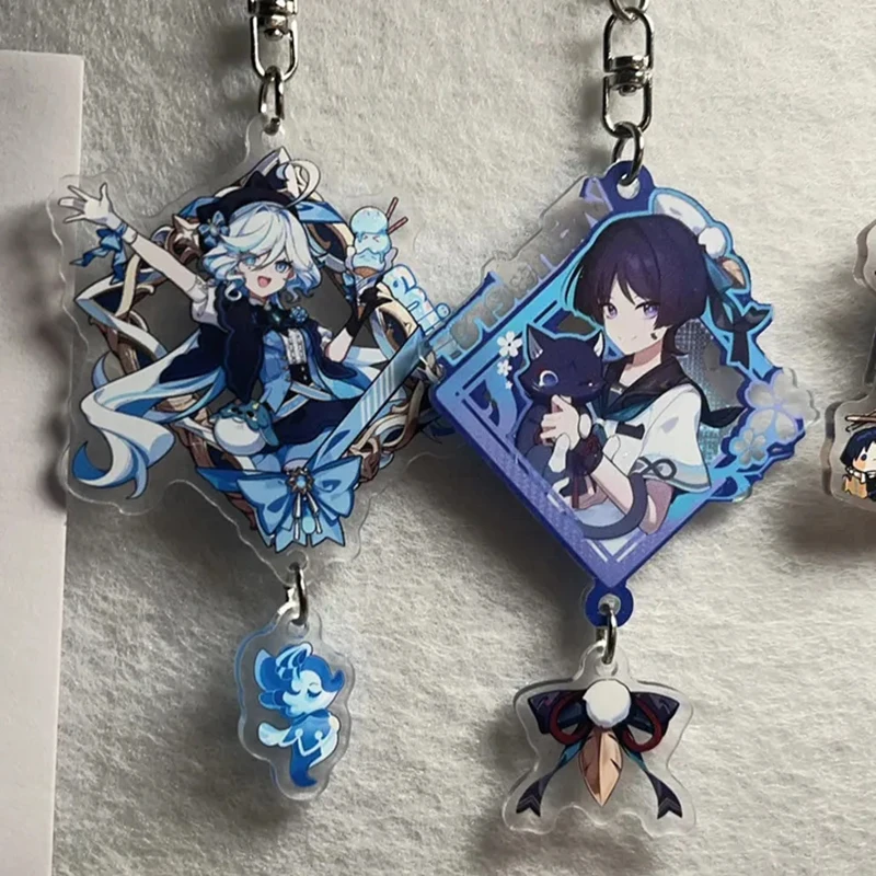 Game Genshin Impact Furina De Fontaine Wanderer Cosplay Keychain Cartoon Backpack Pendant Keyring Ornament Accessories