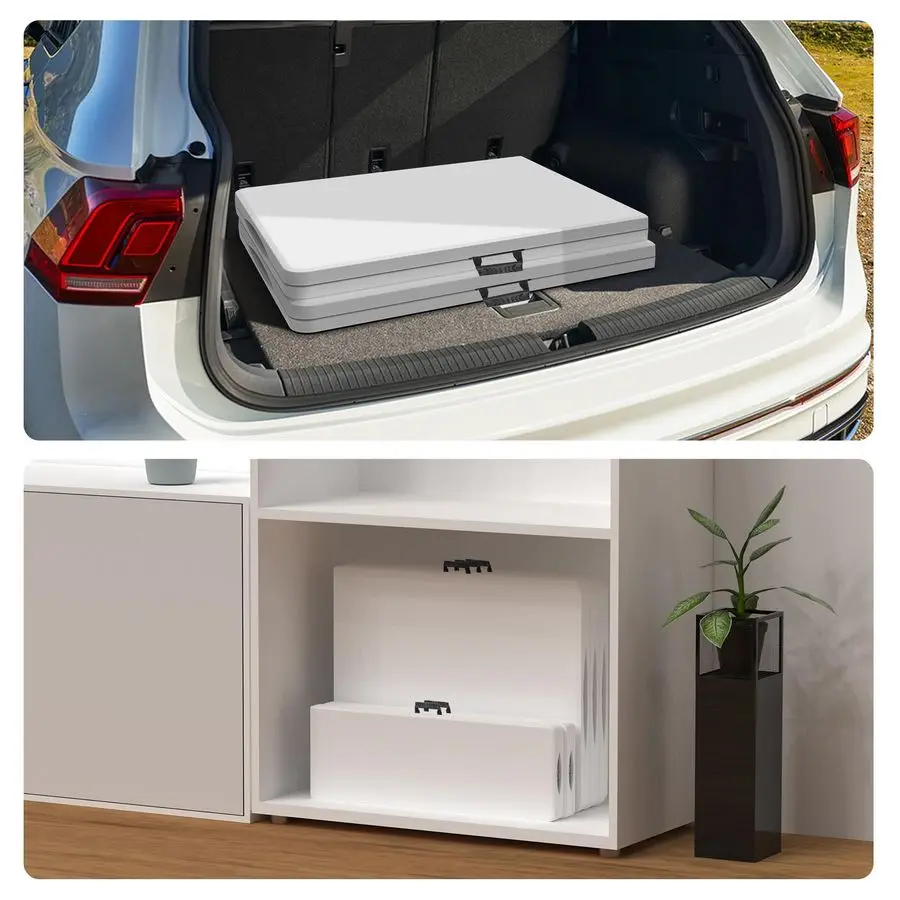 

Folding Table 2 Pcs, 6 ft Portable Camping Table with Handle and Safety Locks, Foldable Plastic Dining Table for In Customizable