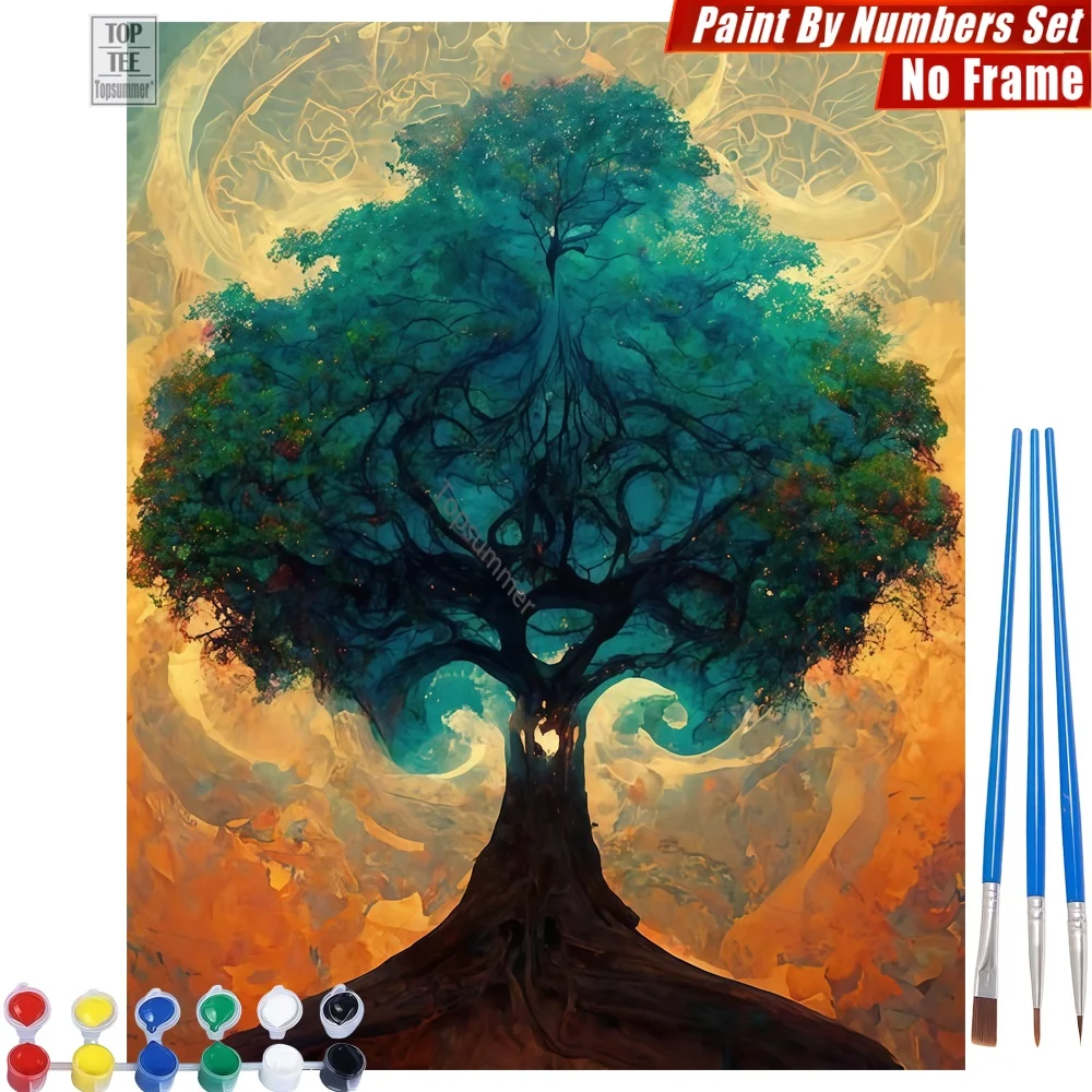 

Vibrant Large Tree DIY Painting By Number Kit - Tree Vibrant Abstract Living Room Wall Art Gift For Dad Gift For Husband