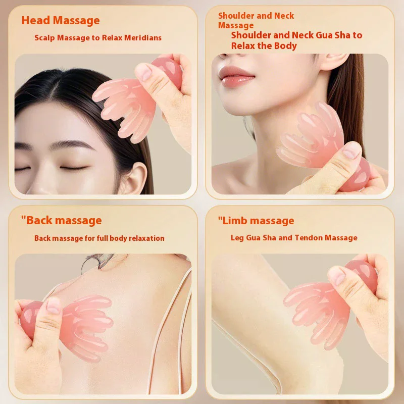 Resin Double Row Octopus Comb Cute Head Massager Hair Care Meridian Scraping Scalp Massage Acupuncture SPA Gua Sha Massage Tool