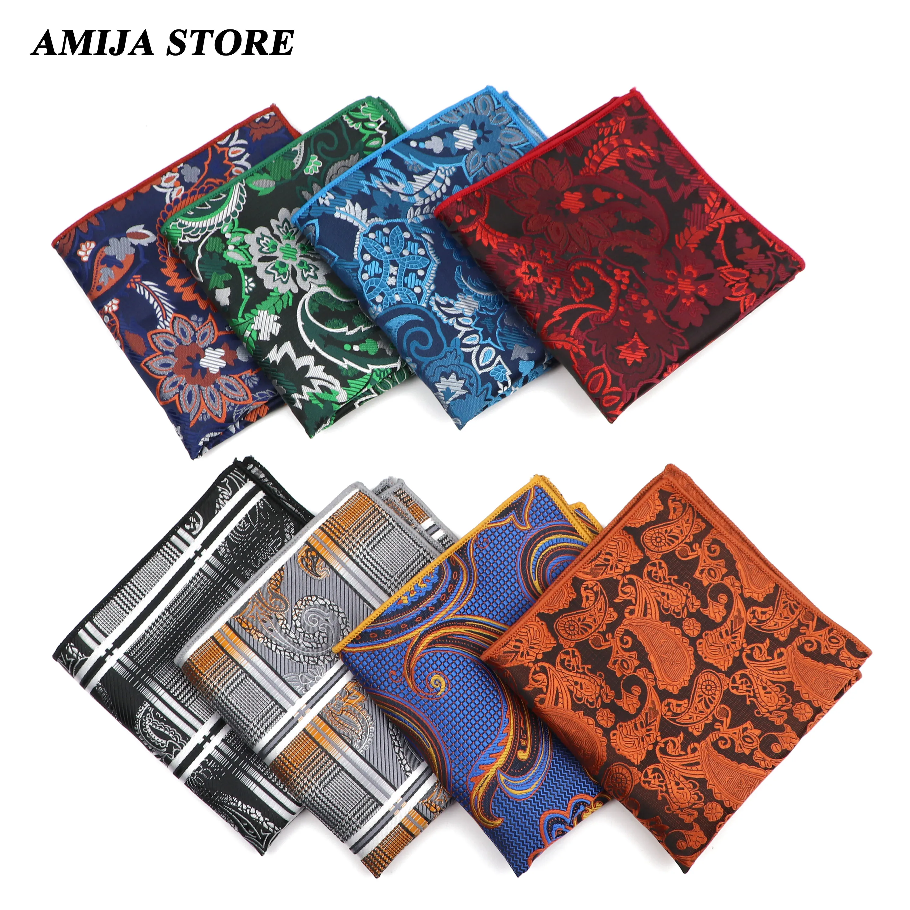 Luxury Paisley Handkerchief Men Party Classic Hanky Red Towels Neckties Fit Floral For Wedding Bussiness Jucquard Necktie Suit