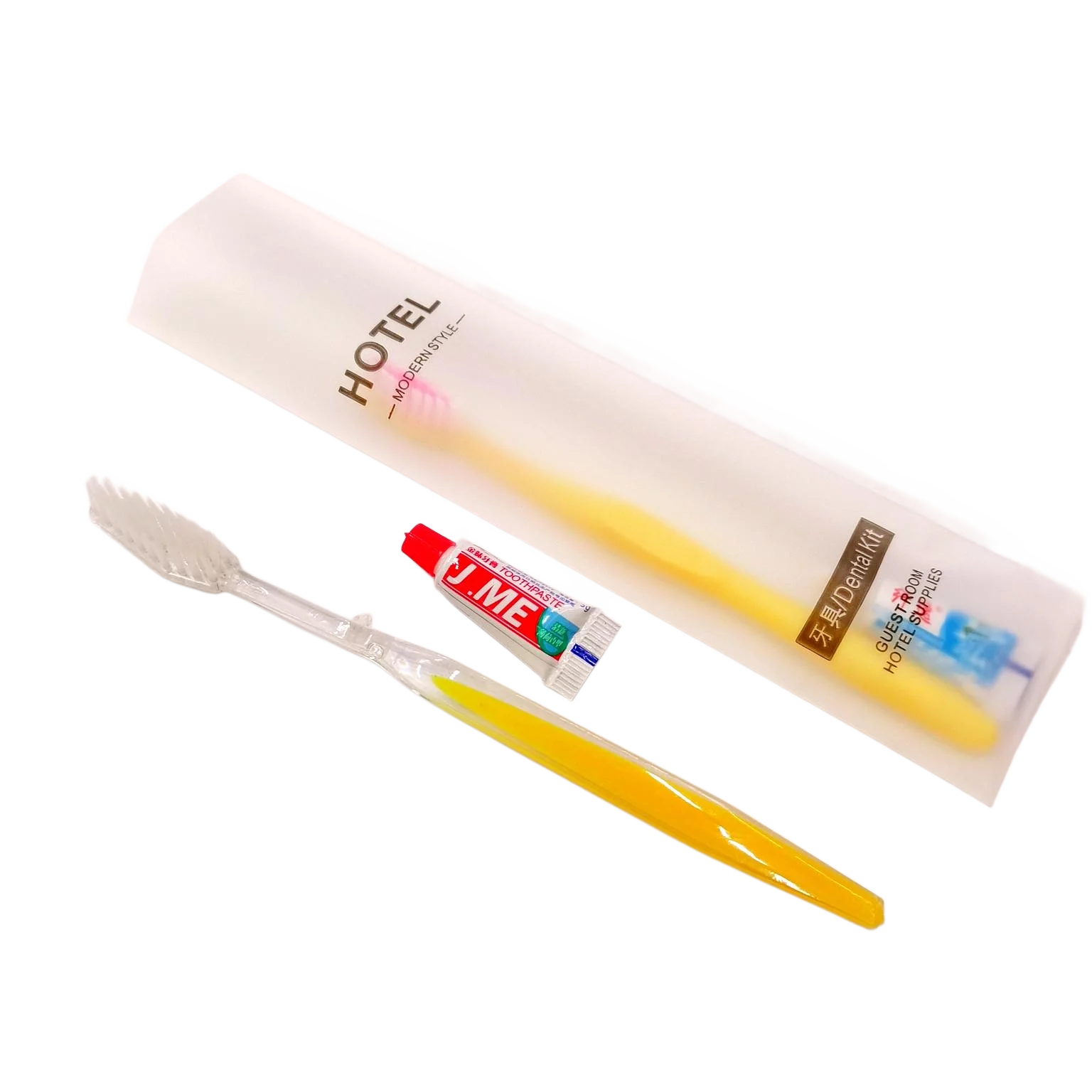 

Pack of 50,Yellow Color Disposable Toothbrush+3gram/0.1 o.z Toothpaste Dental Kit for Hotel,Traveling,Hiking,Party,Guests,Family