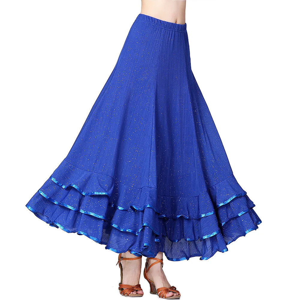 New modern dance long dress Waltz Ballroom Dance Competition Large Swing Skirt Dance Performance Costume Sequin Skirt Skirt