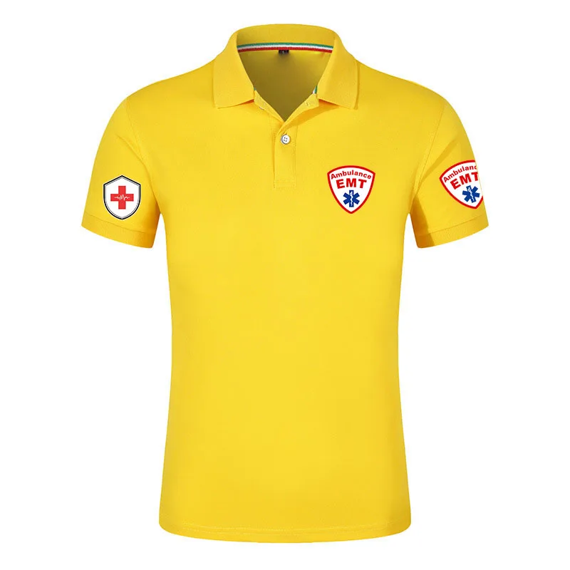 Camiseta Deportiva Casual Transpirable para Hombre, con Logotipo de Ambulancia de Emergencia EMT, Color Sólido, Estilo Polo Chino, Verano 2026