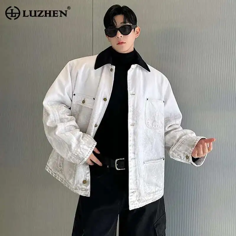 

LUZHEN Dirty Canvas Washed Wornout Padded Jackets Niche Casual High Quality Youth Designer New Streetwear Men Spring Wear LZ8147
