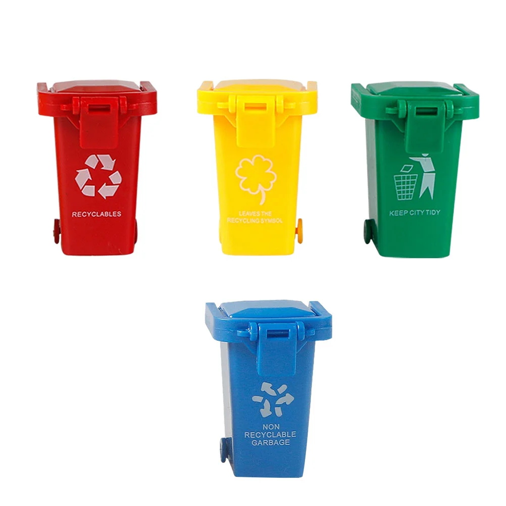 

4 Pcs Mini Trash Can Toddler Toys Garbage Sorting Kid Game Plastic Board Games Container