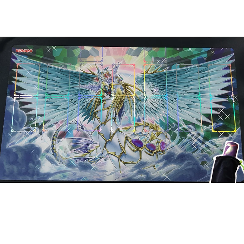 

YGO Shinny Playmat YUGIOH Foil Holographic Mouse Mat Holo Playmat Collect Game Mat Mouse Pad with Storage Bag