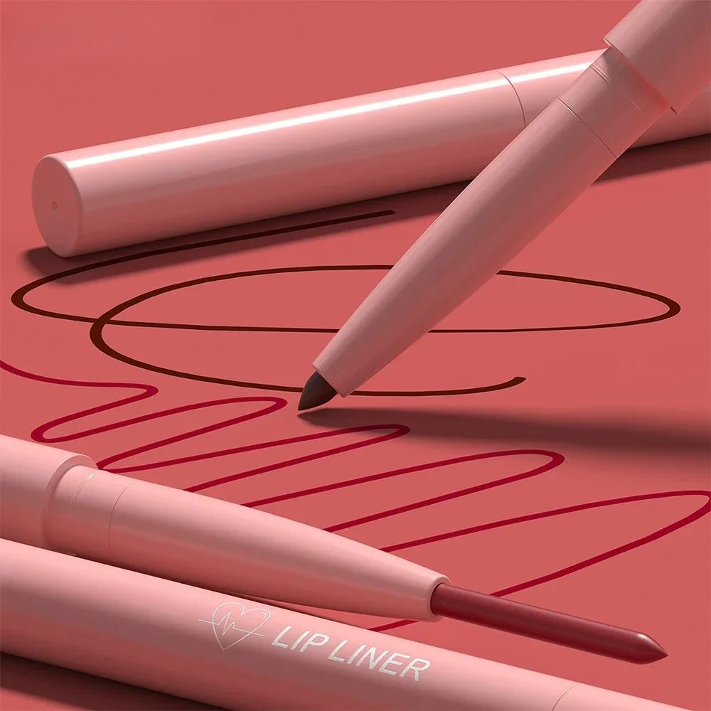 Tapered Nib Lip Liner ดินสอยาวนาน Matte Creamy Plumping Lip Stain กันน้ํา Natural Nude Brown Slim Lip Liner แต่งหน้า