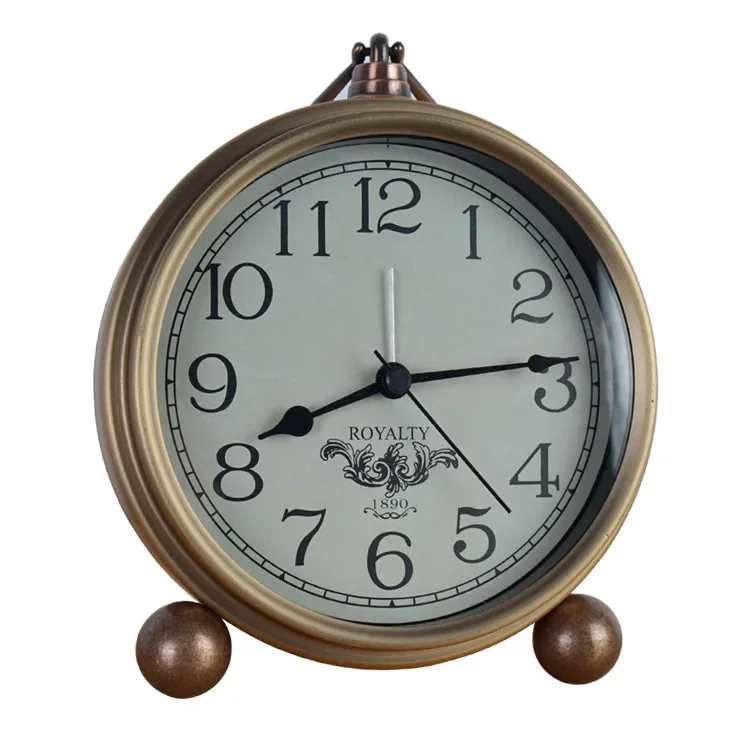 European retro wrought iron alarm clock American creative electronic clock home luminous personality mute clock