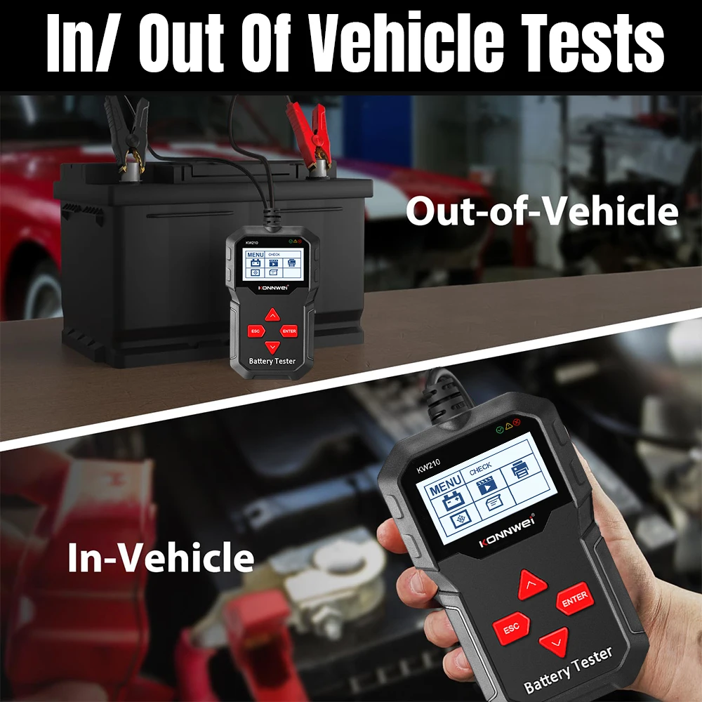 2025 KONNWEI KW210 12V Car Battery Tester Automatic Smart Auto Battery Analyzer 100 To 2000CCA Cranking Car Battery Tester Tool