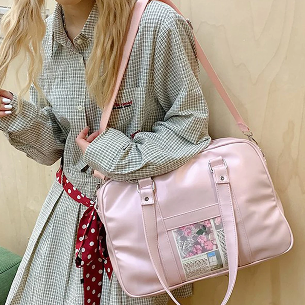 

Сумка на плечо из искусственной кожи в японском консервативном стиле, женская униформа JK, сумки для девочек, однотонные сумки через плечо, сумка-тоут