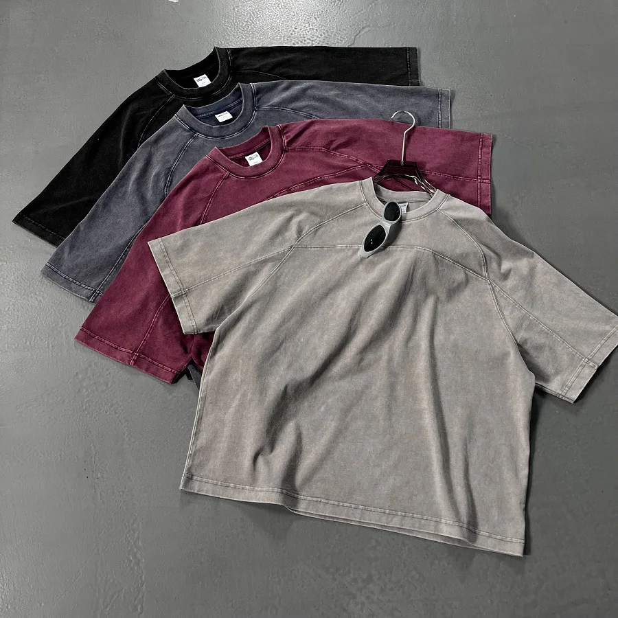 

Men Summer Washed Vintage T-Shirts High Street Short Sleeve Tees Harajuku Streetwear Soft Cotton Male O-neck Retro Pullover Tops