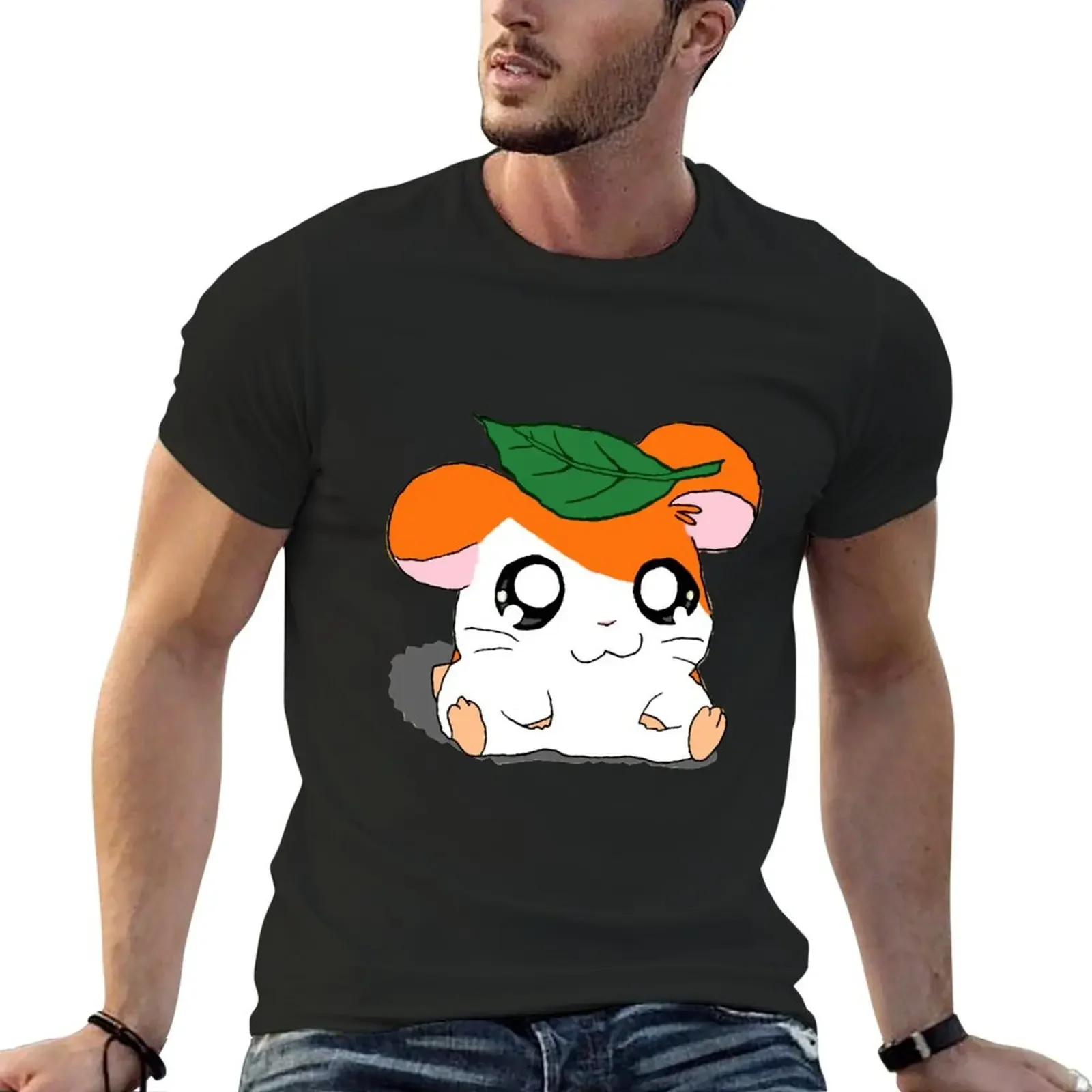 Hamtaro with Leaf T-Shirt custom shirt customs shirts graphic summer clothes men workout shirt