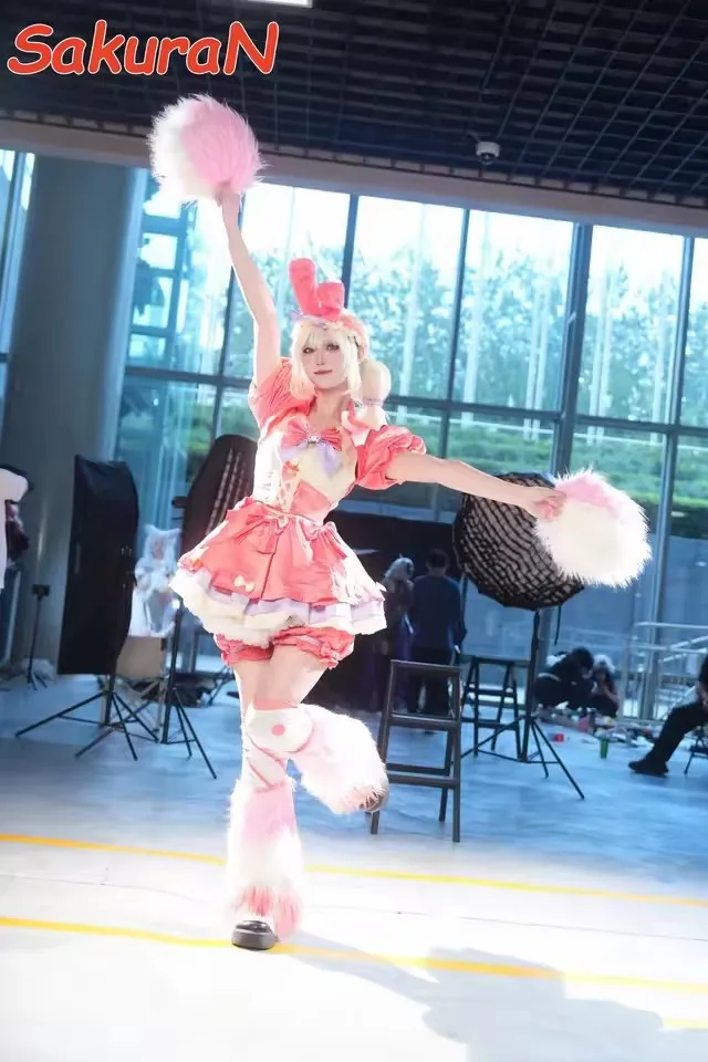 زنبق حاجز تأثيري لعبة الهوية الخامس المشجع زي موحد فستان وردي شعر مستعار مجموعة حفلة لعب الأدوار أنيمي الزي للنساء #2