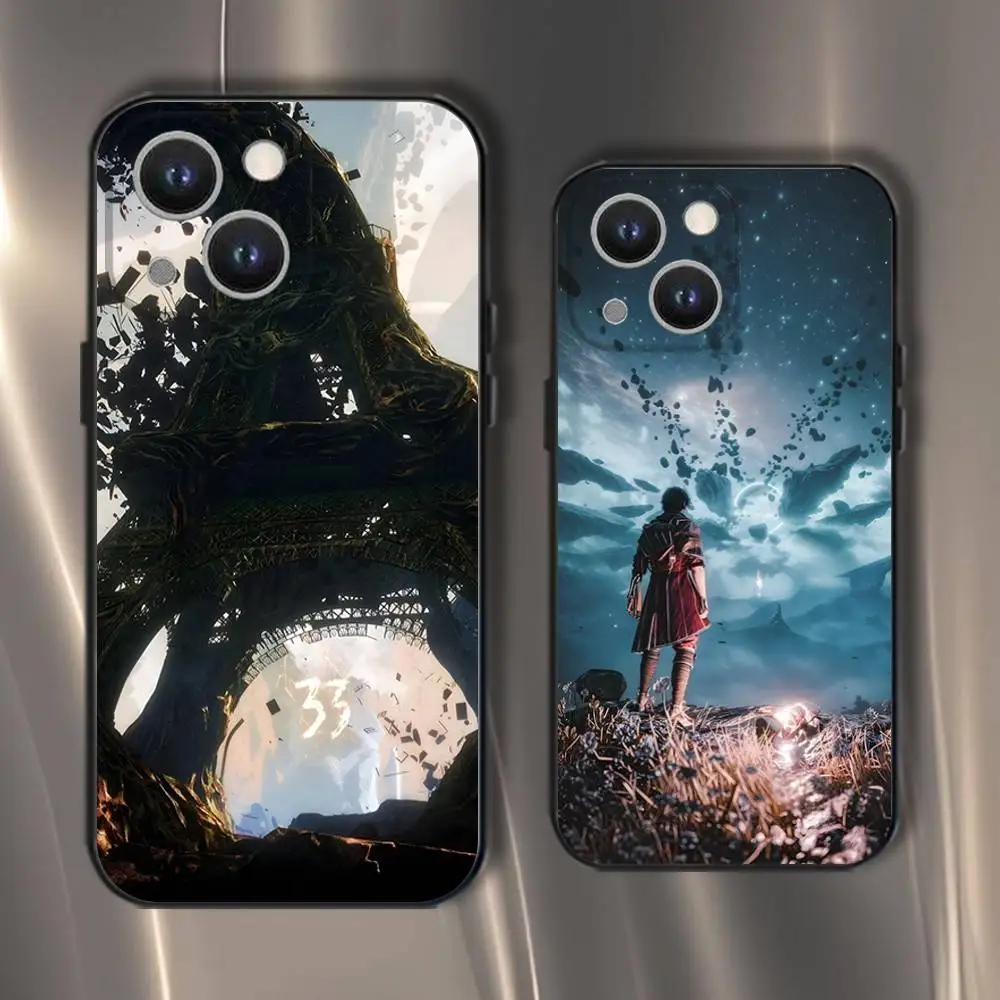 

C-Clair Obscur Expedition 33 Phone Case For iPhone 16,15,14,13,12,11,Pro,XS,Max,XR,Plus,E,SE4,Mini Black Soft Cover