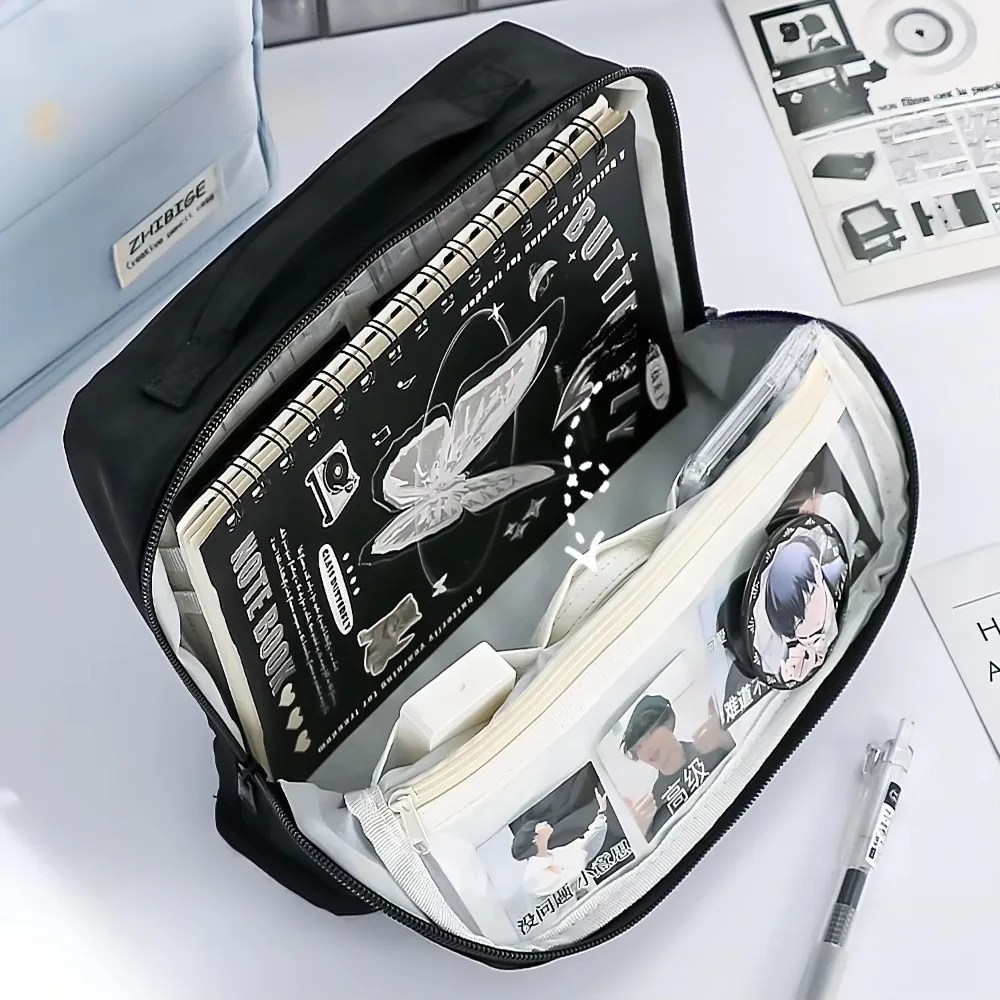 

Extra Large Capacity Pencil Case Multi-Compartment Portable Des Pen Bag Multi-functional Polyester Storage Bag School Supplies