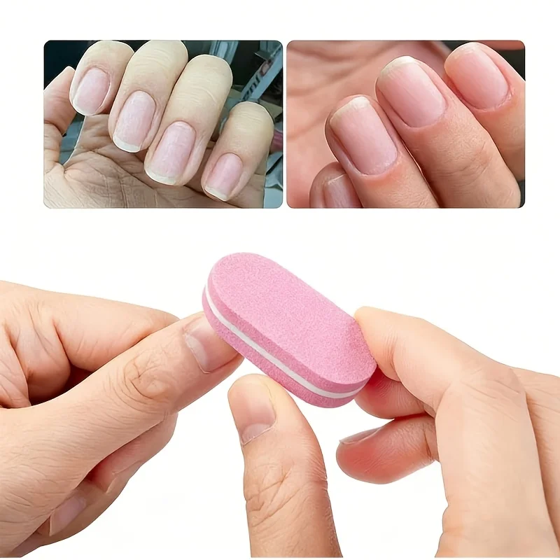10-Piece Mini Pink Oval Nail Buffing Blocks, Pink Polishing Tools & Nail Files, Ideal for Manicure Care