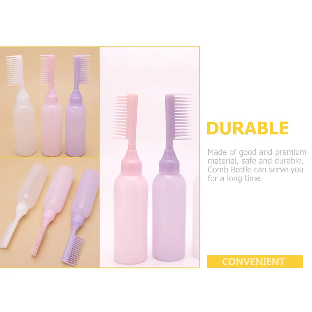 

3pcs Dye Bottles Portable Root Comb Bottles With Scale Hair Coloring Tool For Dyeing Applicator Bottle Salon Home Use Hair