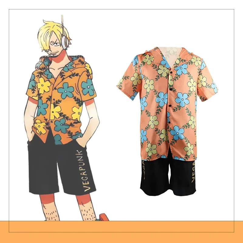 Sanji Cosplay Costume Anime One Cos Piece Egghead Island Disguise Fantasy Tops Pants Outfit Men Male Halloween Roleplay Suit