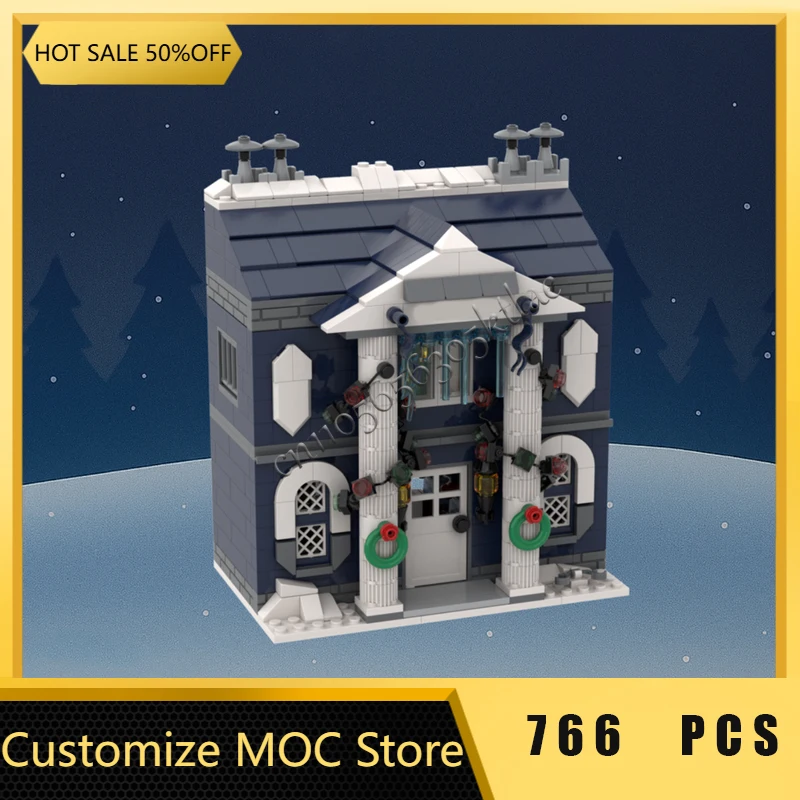 

766 шт. MOC зимняя деревня, модель полицейского участка, детали, модульные строительные блоки, детская сборка, дисплей, игрушки, фестиваль, подарок-сюрприз