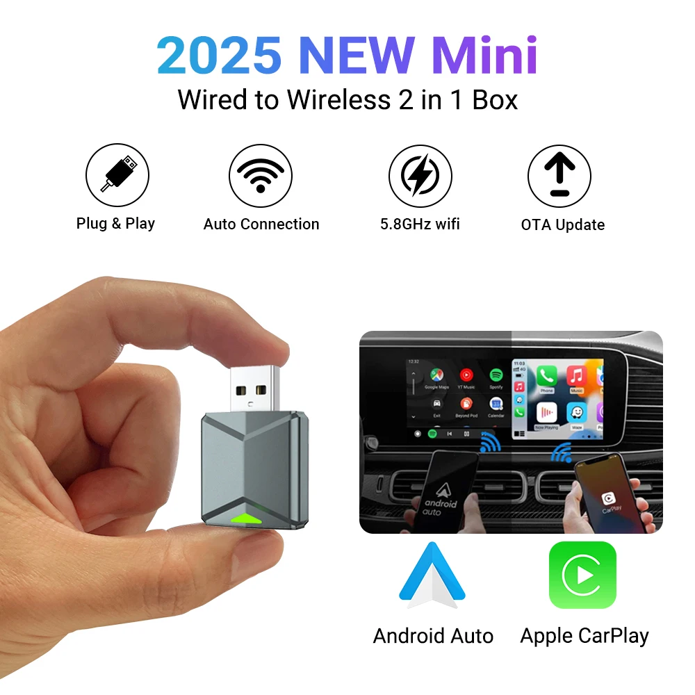 Acodo 2026 Android 14 3In1 CarPlay Ai Box Wireless Android Auto