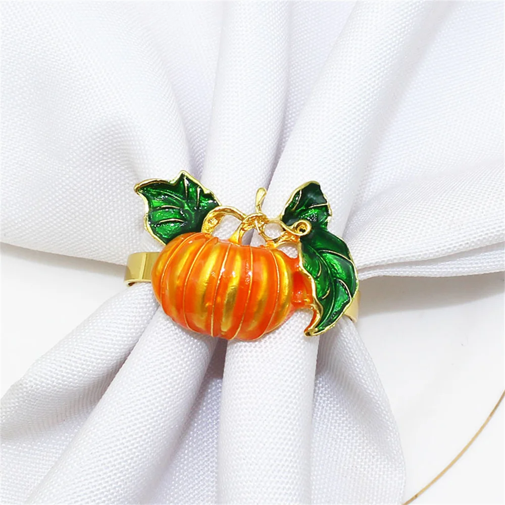 6Pcs Pumpkin Napkin Rings Fall Napkin Holder for Dinner Wedding Holiday Christmas Thanksgiving Party Table Setting Decor ERH04