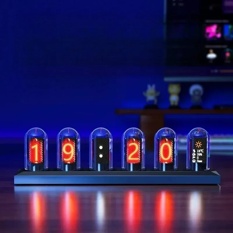 

Clock e-sports room decoration, computer table with ambient light, smart desktop electronic ornament