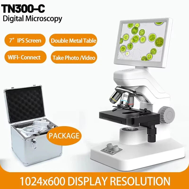 TN300-C Digital Microscopy for Aquaculture Testing Observations 7 Inch IPS Screen Display WIFI App Connect Photo Video Recording