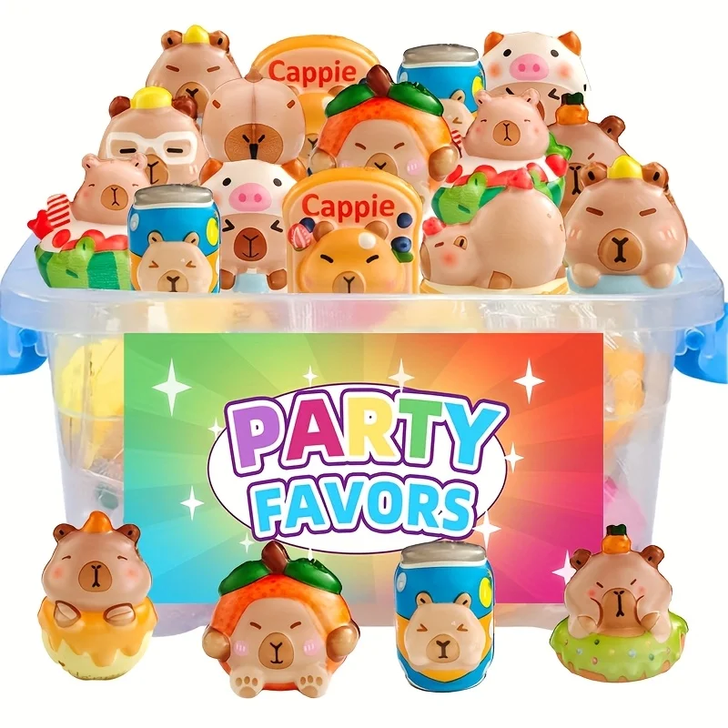 Mini capibara Kawaii para niños y adultos, juguetes para aliviar el estrés, juguete aleatorio de crecimiento lento, regalos de fiesta de Carnaval, 12/24 Uds.