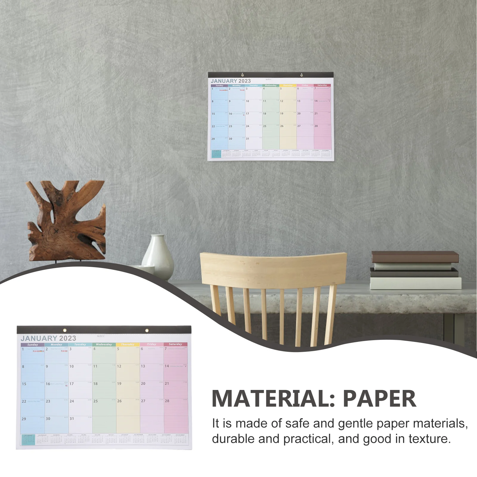 

2023-2024 Monthly Hanging Calendar for Planning Comfortable Touch Simple Design Gentle Texture Monthly Wall Calendar