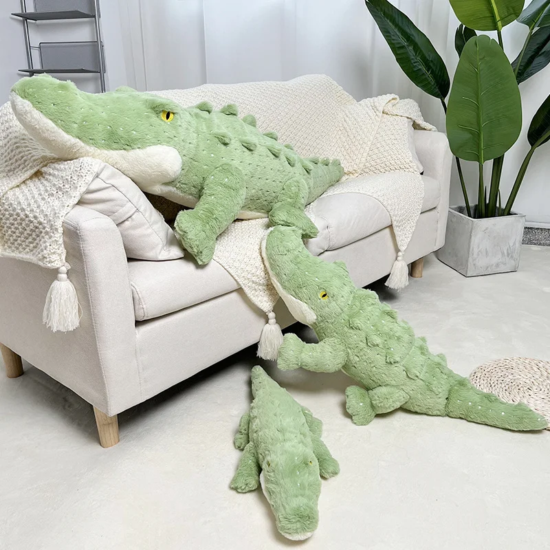 Fluffy Crocodile Plush Toy Soft Full Stuffed Animal Pillow Doll Jungle Green Giant Alligator Sofa Cushion Kids Birthday Gift