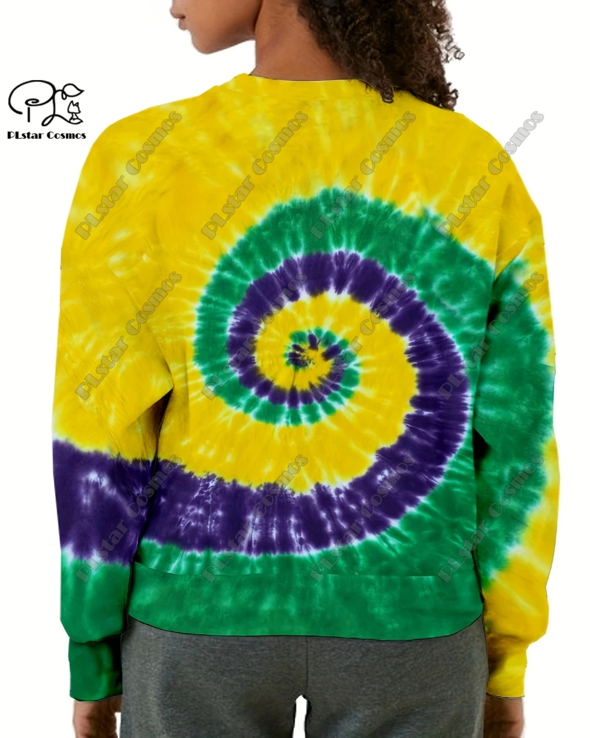 PLstar Cosmos-Sudadera con estampado 3D para mujer, ropa de diario, Retro, Carnaval, verde púrpura y dorado, Tie Dye, nueva colección informal