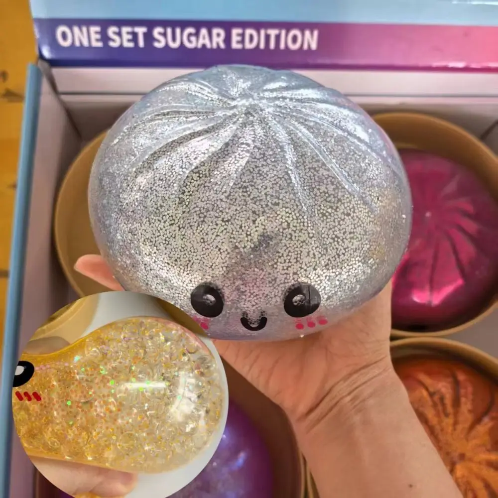 15cmジャンボ餃子スクイッシー（蒸し器付き）リアルなパンスクイッシー、大きなパン、かわいいソフトピンチ感覚フィジェットボール、学生賞品