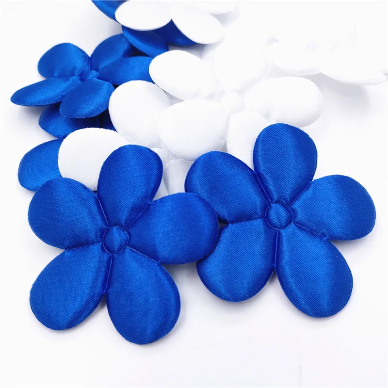 20Pcs 6.5CM Satin Fabric Flower Applique For DIY Baby Hair Clip Hat Headwear Crafts Patches Decor Ornament Clothing Accessories