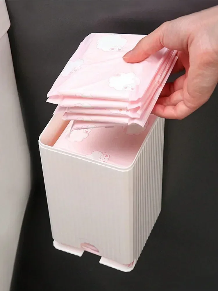 Wall-mounted Sanitary Napkin Storage Box Dust-proof Tissue Paper and Cotton Swab Storage Box Bathroom Organizer Accessories