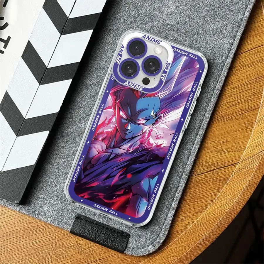 حافظة شفافة لهاتف آيفون 13 12 11 Pro MAX XR 16e 16 15 14 Plus 17 Air 12 Mini 7 8 Dragon Ball Gohan Vegeta Goku