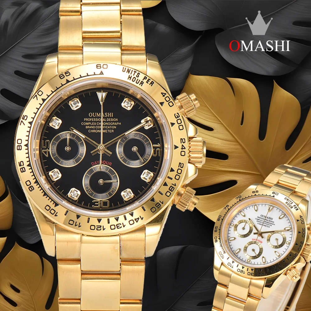 OUMASHI-series new style men's VK63 watch luxurious sapphire316steel gold sports Waterproof quartz watch VK63 movement