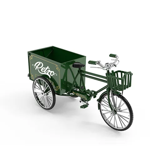 Tricycle Model Handcraft Simulation Rickshaw Movable Chain Chinese Style Diecast Alloy Retro Bicycle Toy Ornament