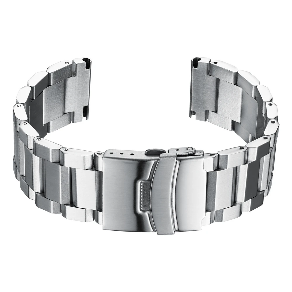 

Men Fashion Stainless Steel Watch Strap Accessories Classic Folding clasp 22mm Sliver Solid Metal Bracelet Fashion diving strap